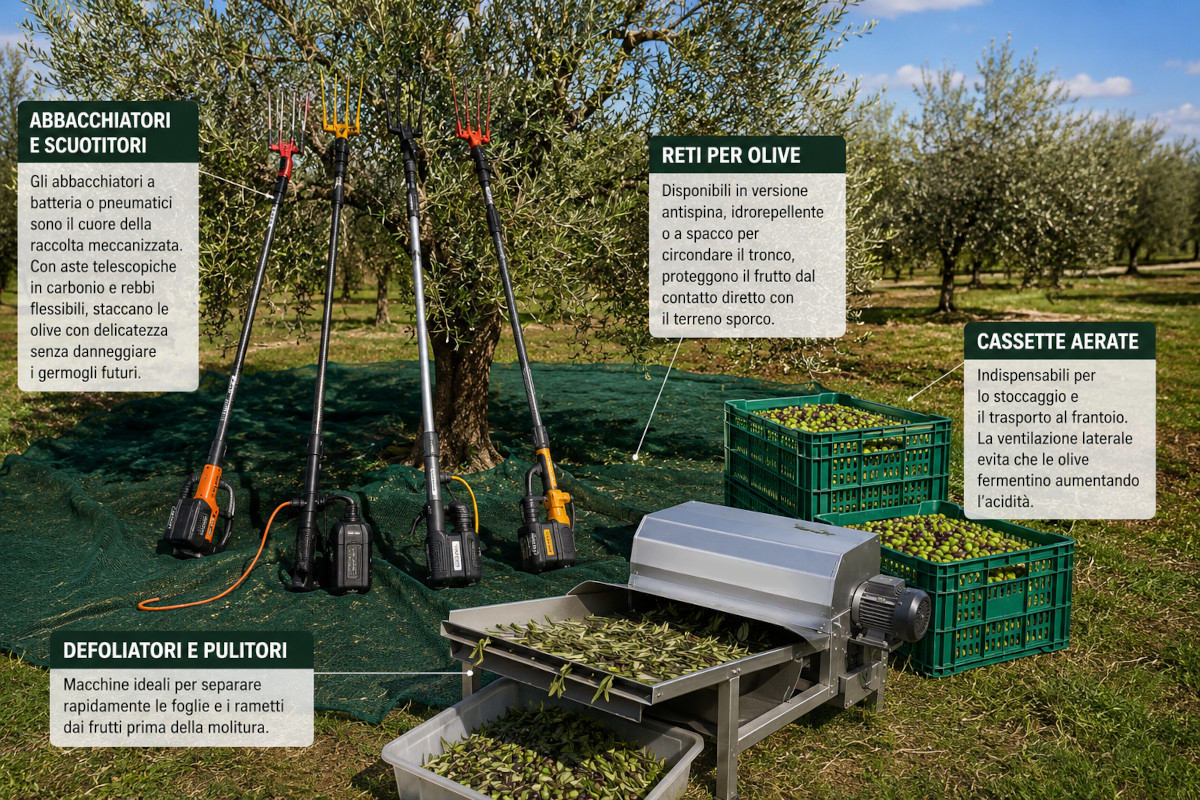 Attrezzatura che serve per la Raccolta delle Olive su Agriferstore.it