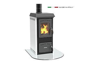 Stufa a legna Lincar Gioia 470 AZ potenza 6,5kW colore bianco