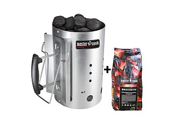 Kit ciminiera MasterCook accenditore per barbecue più 5Kg di bricchetti