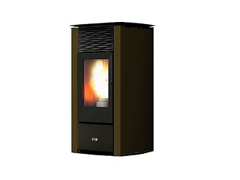 Termostufa a Pellet Anselmo Cola Termofocus Plus potenza 18,1kW colore marrone