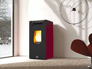 Stufa a pellet ventilata Last Calor Anna 7.1kW colore bordeaux volume 211mc