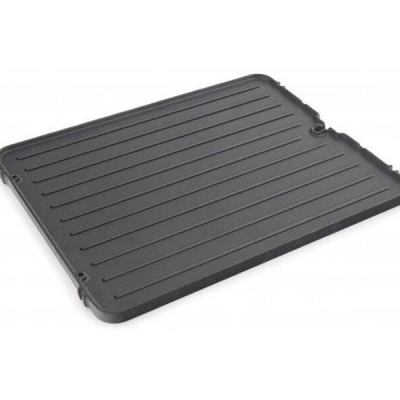 Piastra In Ghisa Reversibile 42x24 Cm – Liscia E Scanalata, Per Barbecue, Fornelli E Campeggio, Con Rivestimento Antiaderente E Riscaldamento Uniforme