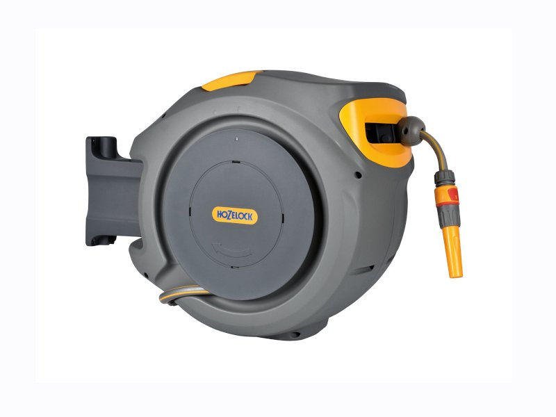 Outsunny Avvolgitubo da Giardino Retrattile con Tubo dell'Acqua 20 m, Rullo Avvolgitubo da Parete Girevole a 180°, Avvolgitubo Automatico Tubo da Giardino per Irrigazione in plastica, Verde