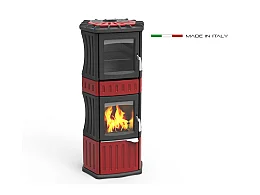 Lincar Poêle à bois Lincar Monella 185 avec four puissance 10.6Kw couleur rouge