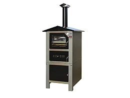 Tafer Four à bois d'extérieur Tafer modèle Geos 80 avec chariot couleur Gris 47x81cm
