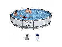 Bestway Piscina fuoriterra tonda Steel Pro MAX 56595 Bestway 427x84cm con pompa filtro