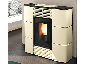 Anselmo Cola Anselmo Cola Sprint Maiolica ivoire poêle à granulés canalisable 12,4 kW