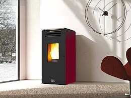 Anselmo Cola Poêle à granulés ventilé Last Calor Anna 7.1kW couleur bordeaux volume 211mc