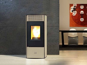 Anselmo Cola Poêle à granulés ventilé Last Calor Mara 10.4kW couleur ivoire volume 310mc