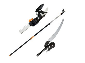 Fiskars Élagueuse Fiskars UP86 avec perche télescopique extensible de 2,4 à 4 m + scie à métaux