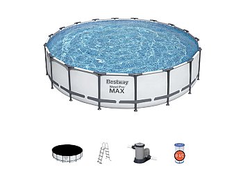 Bestway Piscina da giardino fuori terra Steel Pro Max Bestway 56462, tonda 549x122cm con pompa e filtro