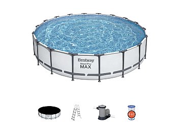 Bestway Steel Pro Max Bestway 56462 piscine de jardin hors sol, ronde 549x122cm avec pompe et filtre