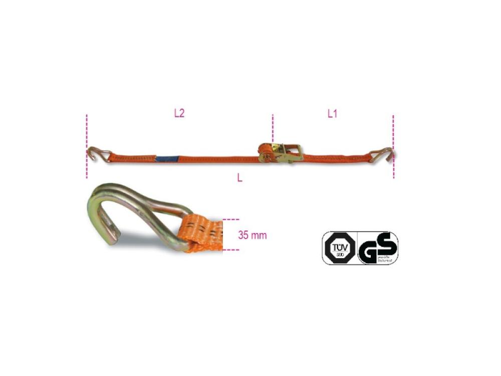 Cinghia A Cricchetto Perel 9m X 50mm Con Ganci - Portata Max 1000 Kg