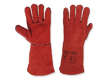 Logica Guanto anticalore crosta foderato GS057 Logica colore rosso taglia 10 35cm EN407