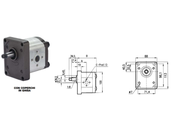 Cermag Pompe à engrenages groupe 2 version standard arbre conique pression max 250 bar