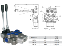Bondioli & Pavesi Distributeur monobloc en fonte 2 leviers 3/8 gaz type MD