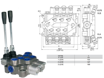 Bondioli & Pavesi Distributeur monobloc en fonte 2 leviers 3/4 type DN 85 prédisposé carry over