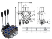 Bondioli & Pavesi Distributore monoblocco in ghisa 3 leve 3/8 tipo ML predisposto per carry over