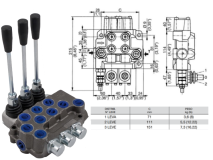 Bondioli & Pavesi Distributore monoblocco in ghisa 3 leve 1/2 tipo DN predisposto per carry over