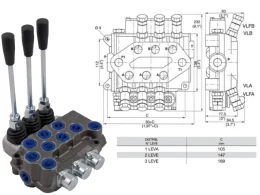 Bondioli & Pavesi Vanne monobloc en fonte à 3 leviers, 3/4 pouce, type DN 85, prééquipée pour le système carry over