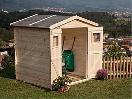 Losa Box pino grezzo Greta 200x250cm blockhouse tetto pannelli OSB porta doppia Losa