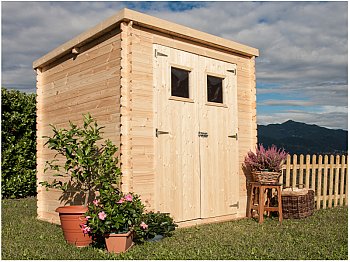 Losa Boîte en pin brut Birba 200x200cm Porte double Losa et toit OSB inclus