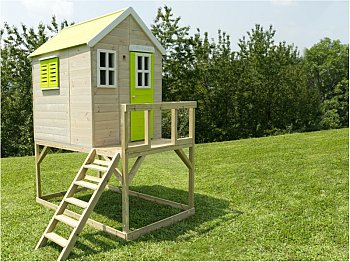 Losa Maison de jeux pour enfants sur pilotis Bamby 160x190 sapin couleur gris/vert pomme Losa