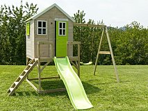 Losa Bamby maison de jeux pour enfants avec balançoire 120x120 sapin couleur gris/vert pomme Losa