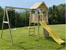 Losa Kikka balançoire double enfants pin imprégné toboggan 130x110cm Losa