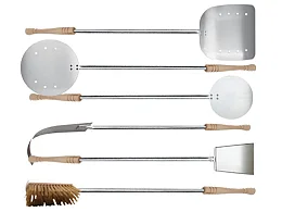 Rossofuoco Kit d'outils de six pelles à feu rouges, pelles, brosses