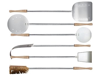 Rossofuoco Kit d'outils de six pelles à feu rouges, pelles, brosses
