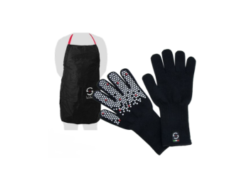 Lisa Tablier en coton avec double poche et gants de barbecue résistants à la chaleur Lisa