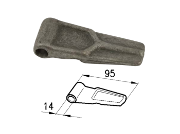 Cermag Charnière plate 60448 pour rail latéral Cermag diamètre 14 mm longueur 95 mm
