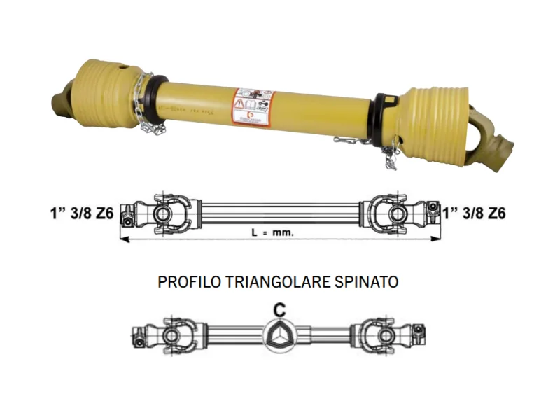 Albero Cardanico Ama Smart Line Cat. 2 – 800 Mm, Tubo Triangolare, Per Trattori Fino A 31 HP