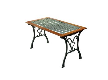 Fraschetti Table de jardin ARC en rotin avec cadre en fonte noire et bois tropical