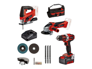 Einhell Kit TE-TK 18/3 Li Einhell perceuse meuleuse et scie à métaux 4Ah Power X-Change