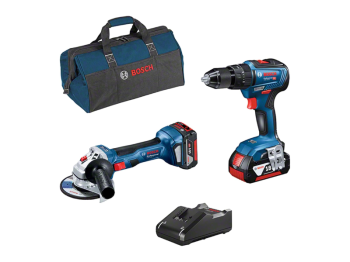 Bosch Kit perceuse GSB 18V-55 et meuleuse GWS 18V-7 2 batteries et chargeur Bosch