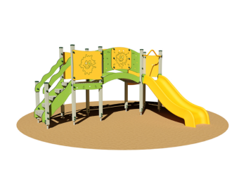 Giochipark Simba Village 947M Giochipark 2 tourelles pont toboggan courbe H98cm escalier