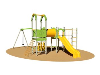 Giochipark Alakay Village 944M RR aire de jeux 2 tourelles tunnel toboggan EN 1176