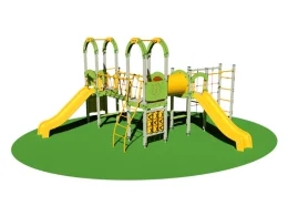 Giochipark Hathi Village 962 SC échelle aire de jeux 3 tourelles 2 toboggans pont années 3-12