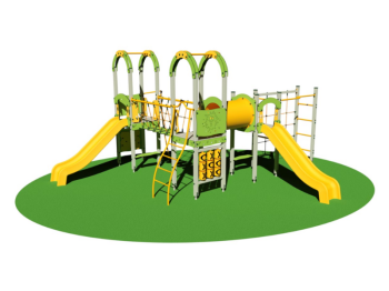 Giochipark Hathi Village 962 SC échelle aire de jeux 3 tourelles 2 toboggans pont années 3-12