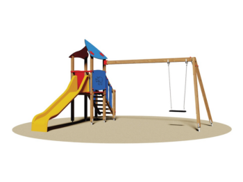 Giochipark Calgary tourelle 773 aire de jeux bois 7x7cm H 260cm toboggan balançoire 1 place