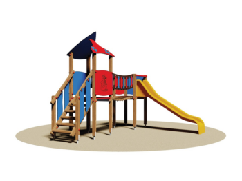 Giochipark Miami Village 775 aire de jeux en bois 7x7cm H 260cm toboggan mobile pont H 100cm