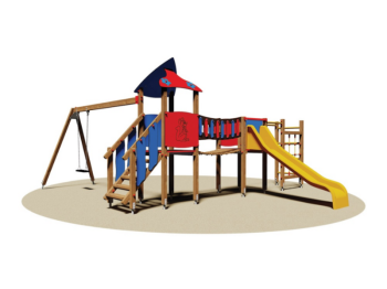Giochipark Playground Village Toronto 772 tourelle pont toboggan H100cm balançoire