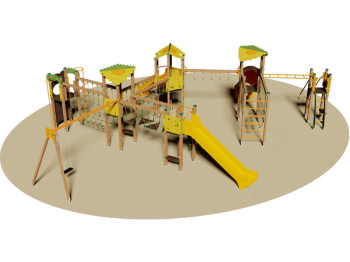 Giochipark Tortuga Village 912 structure en bois 6 tourelles balançoires toboggans Giochipark