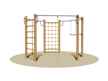 Giochipark Sissy 809 Parc pour enfants en bois filet corde poteaux barres 375x335x245h