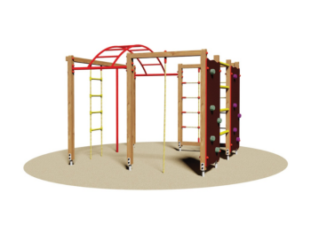 Giochipark Climbing Everest 738 Terrain de jeux acier bois filet corde 225x230x200h