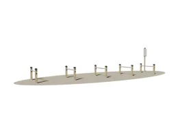 Giochipark Superamento Ostacoli 2 Giochipark 5 moduli legno 9x9cm barre acciaio EN 16630