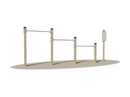 Giochipark Giochipark Tended Arms Support bois 9x9cm 3 barres d'acier Ø 4cm EN 16630