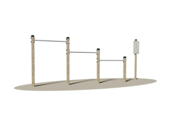 Giochipark Giochipark Tended Arms Support bois 9x9cm 3 barres d'acier Ø 4cm EN 16630